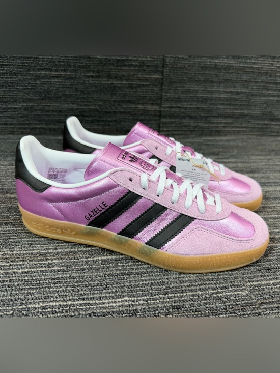 adidas Shoes - adidas Gazelle Pink with Black Stripes and Gum Sole (Women's)